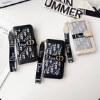 Fashion Elegant Pattern Wallet iPhone Case with Detachable Wrist Strap