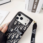 Fashion Elegant Pattern Wallet iPhone Case with Detachable Wrist Strap