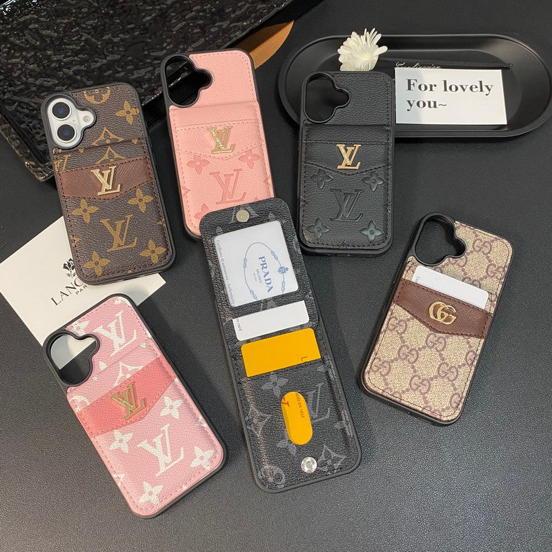 Luxuriöse iPhone-Hülle mit Kartenetui in klassischer Farbe