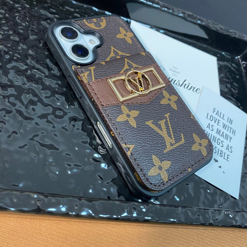Lyxig kortväska Guldlogotyp iPhonefodral