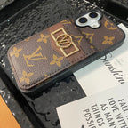 Luxuriöse iPhone-Hülle mit Kartenetui und goldenem Logo