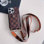 Luksusowa torba na karty Klasyczne etui na iPhone'a z łańcuszkiem