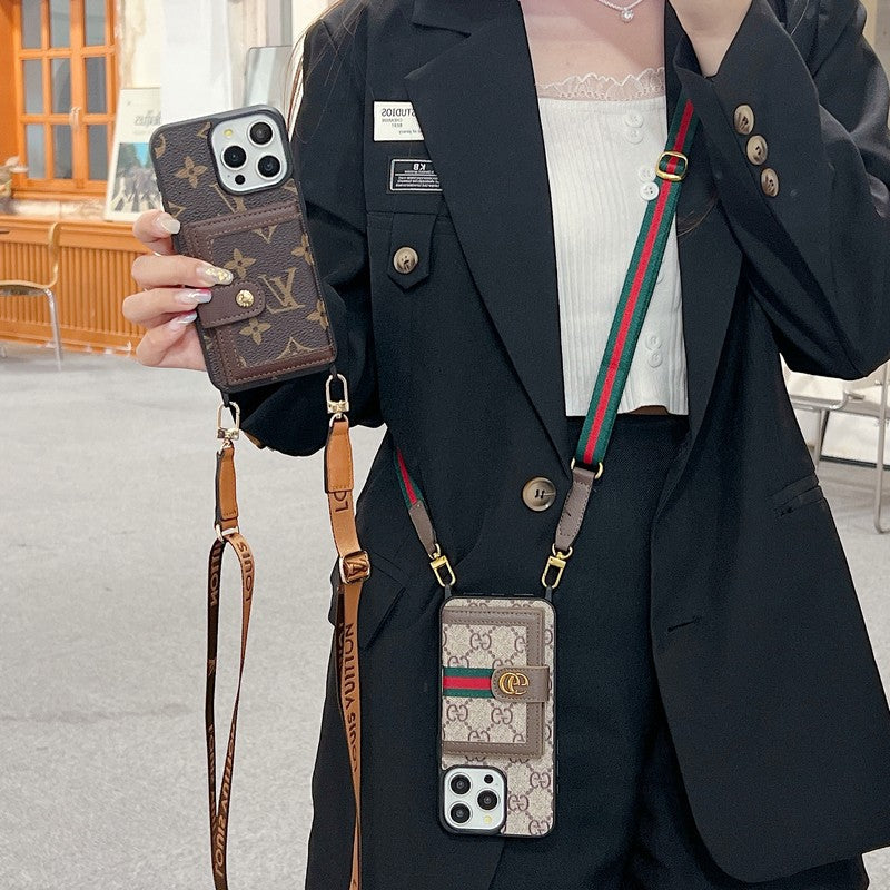 Premium kortväska Crossbody iPhone-fodral