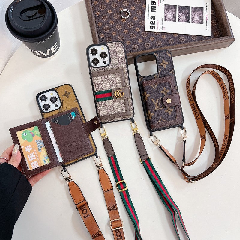 Premium kortväska Crossbody iPhone-fodral