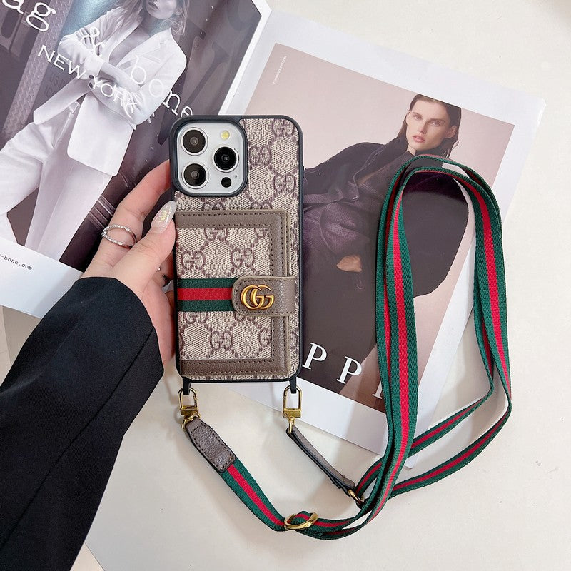 Premium kortväska Crossbody iPhone-fodral