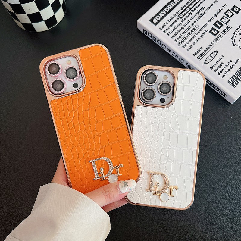 Θήκη iPhone με ροζ χρυσό λογότυπο Fashion Diamond