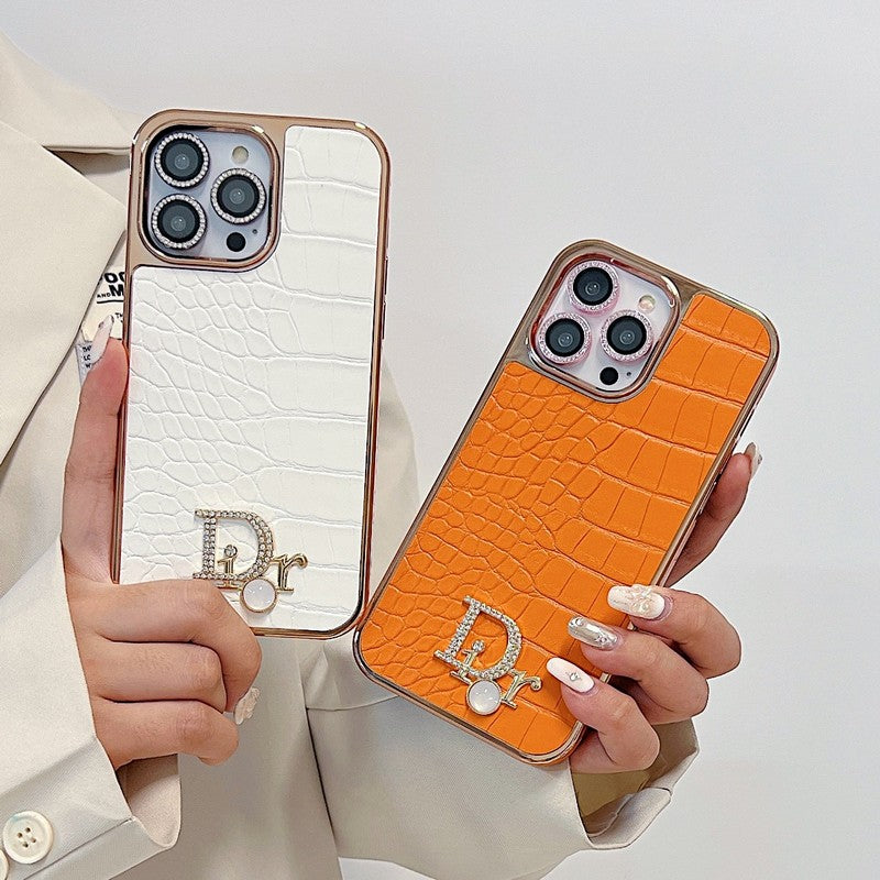 Θήκη iPhone με ροζ χρυσό λογότυπο Fashion Diamond