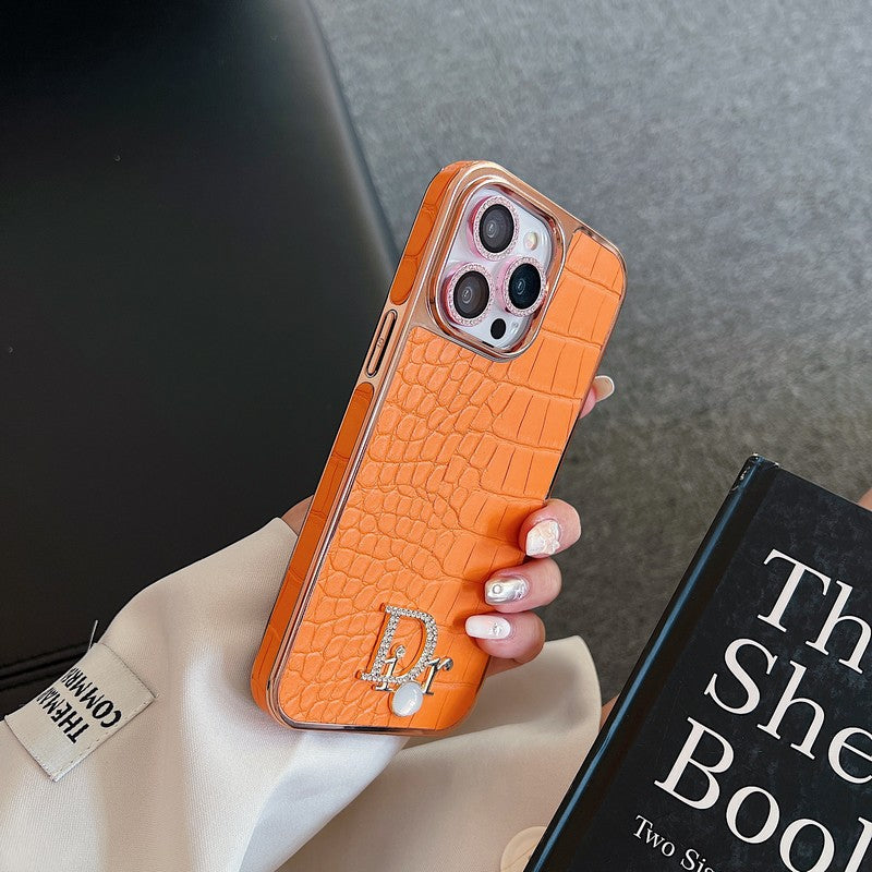 Θήκη iPhone με ροζ χρυσό λογότυπο Fashion Diamond