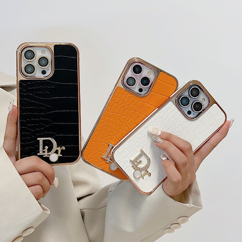 Θήκη iPhone με ροζ χρυσό λογότυπο Fashion Diamond