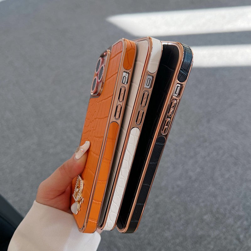 Θήκη iPhone με ροζ χρυσό λογότυπο Fashion Diamond