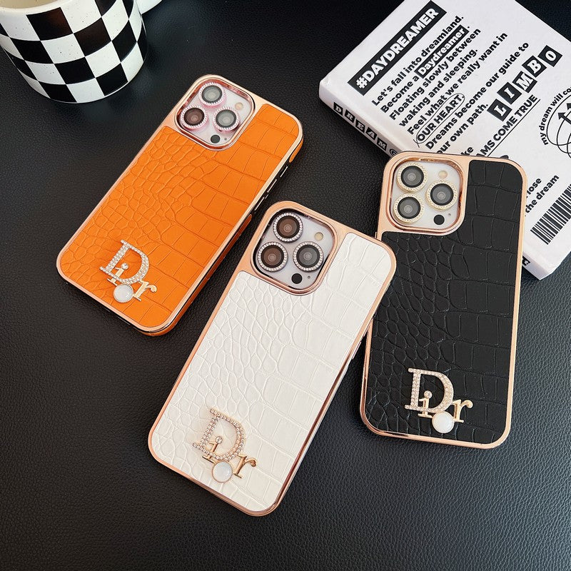 Θήκη iPhone με ροζ χρυσό λογότυπο Fashion Diamond