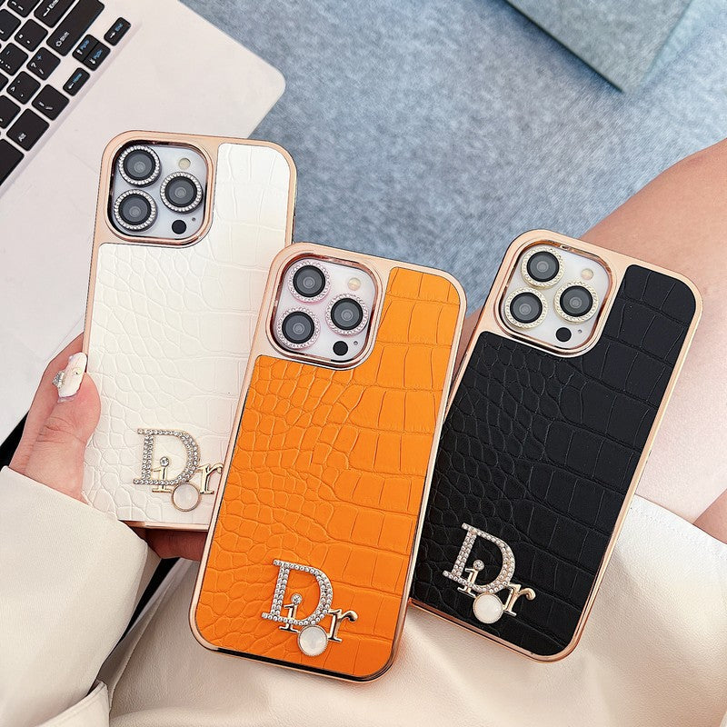 Θήκη iPhone με ροζ χρυσό λογότυπο Fashion Diamond