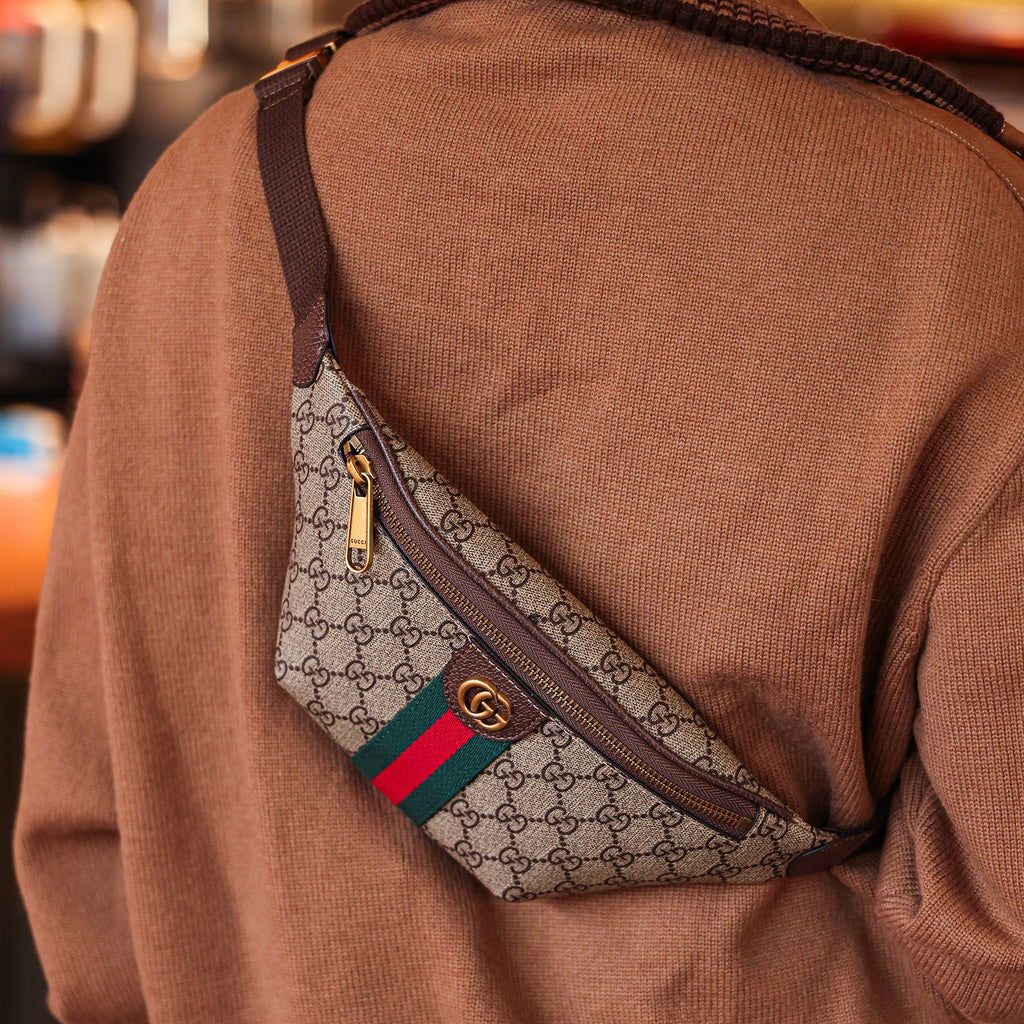 Classic Monogram Belt Bag with Green & Red Stripe