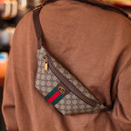 Classic Monogram Belt Bag with Green & Red Stripe