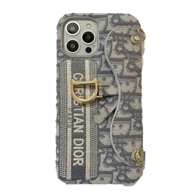 Husă pentru iPhone, neagră & gri, pentru carduri din material textil