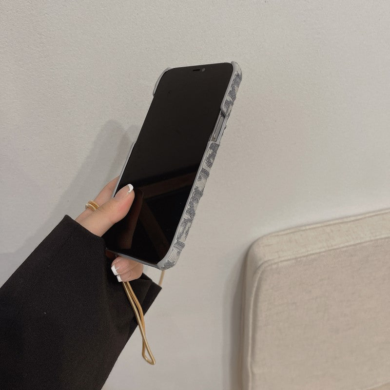 Modna czarna & szara torba na karty z tkaniny Crossbody etui na iPhone'a