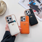 H 玫瑰金皮革 iPhone 保護殼