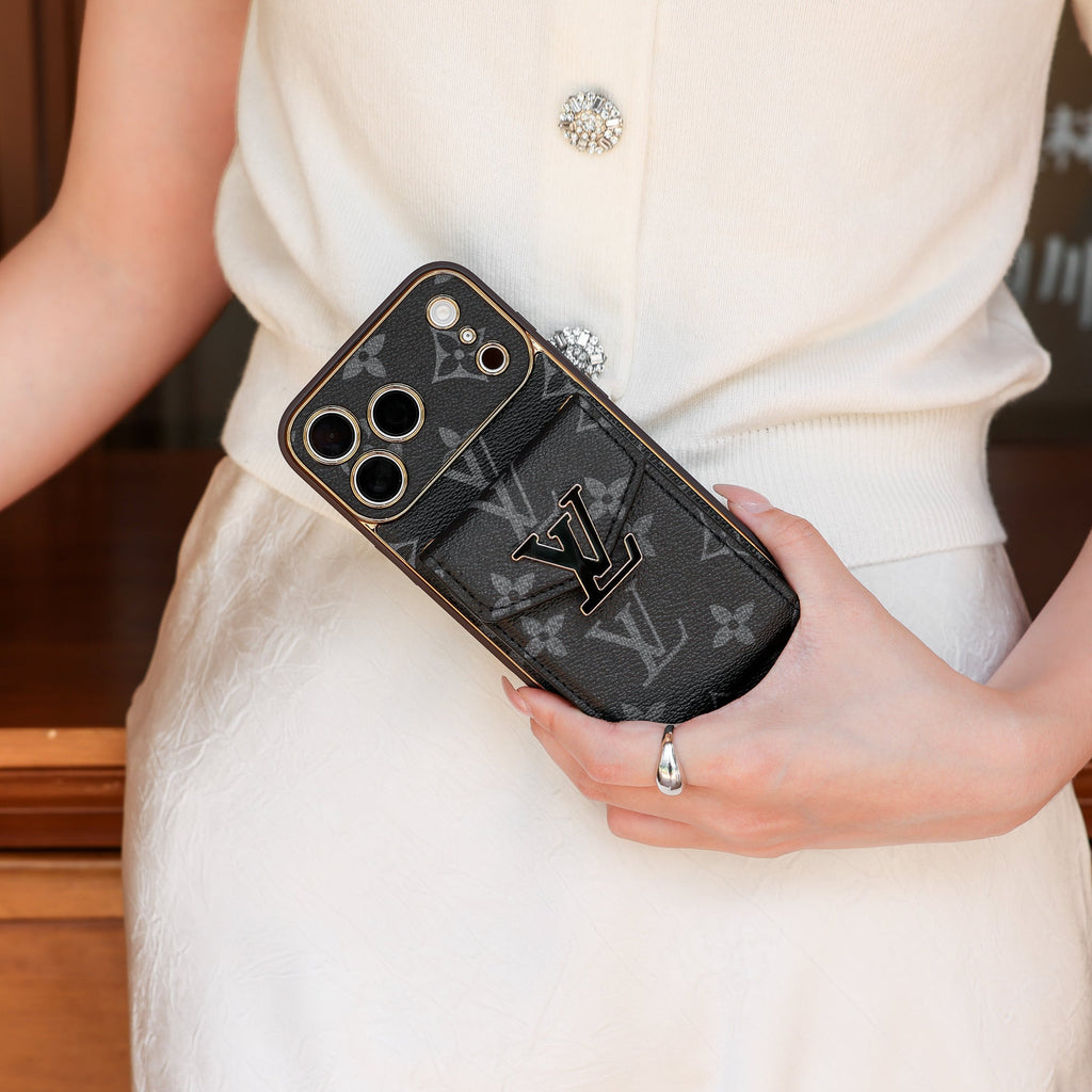 New Classic Luxury Card Holder iPhone Case with Crossbody Strap