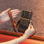 Neue klassische Luxus-Kartenhalter-iPhone-Hülle mit Umhängeriemen