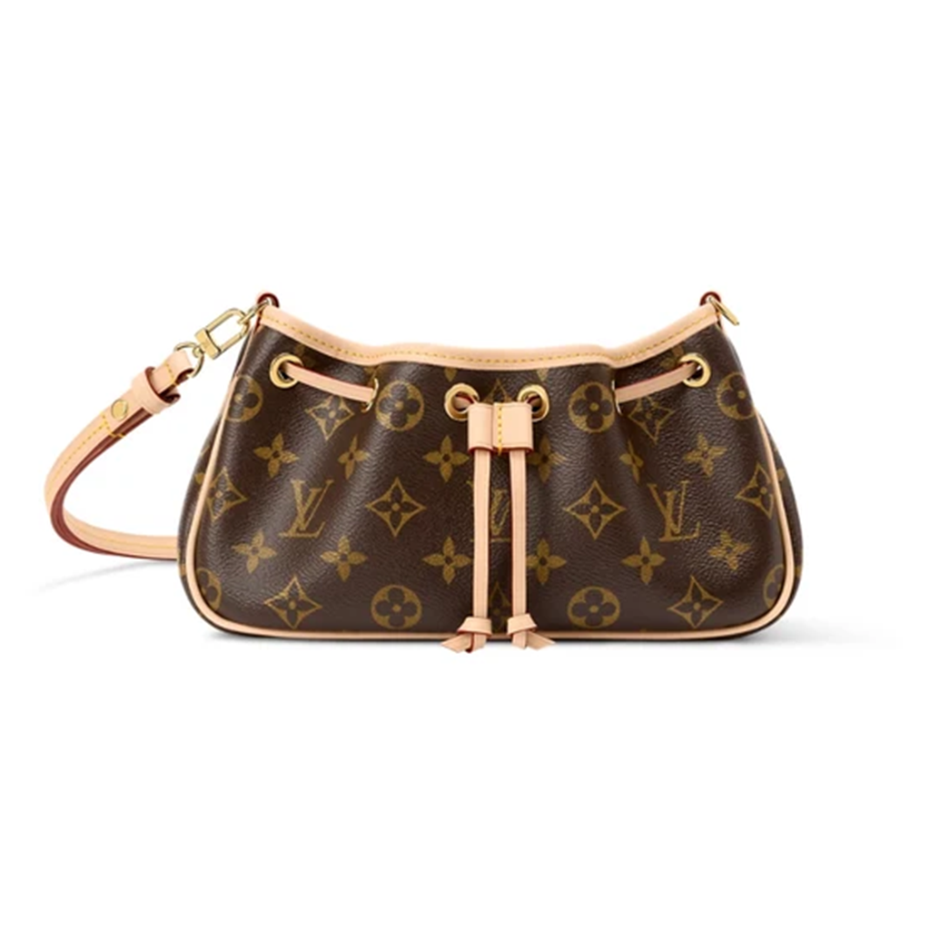 Monogram Shoulder Bag | Adjustable Strap & Drawstring Closure