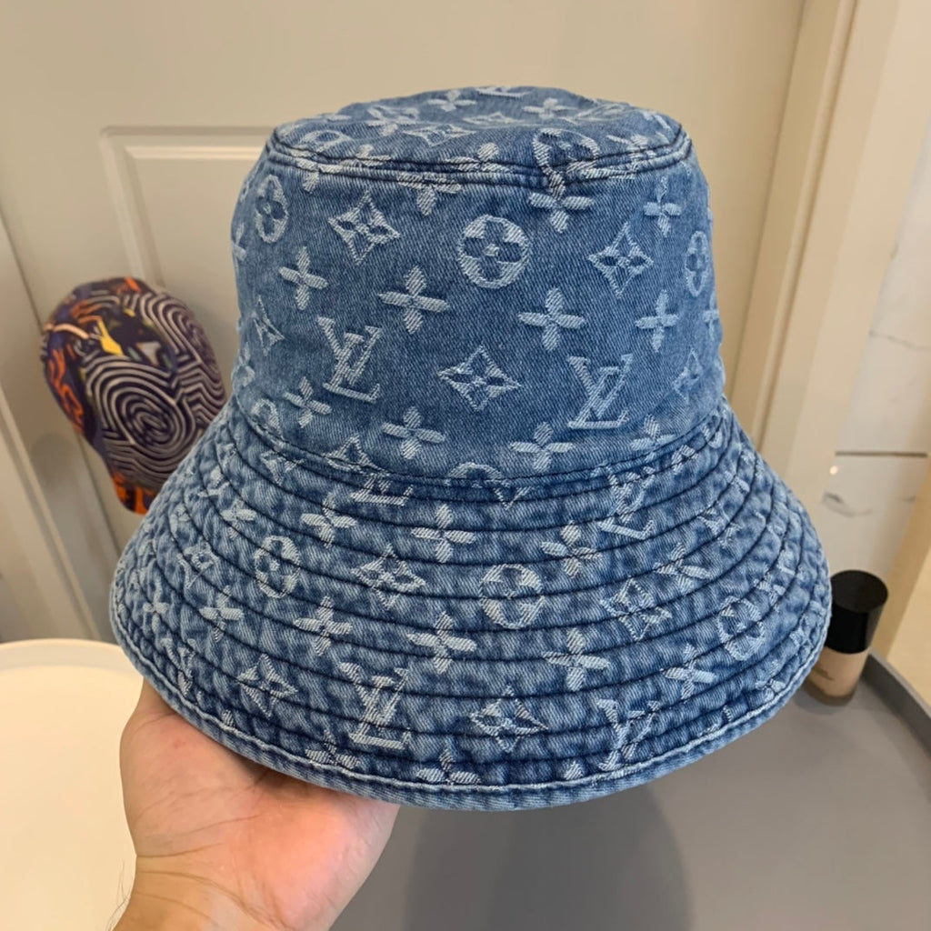 Luxury Monogram Wide Brim Denim Sun Hat | Luxury Designer UV Protection Hat
