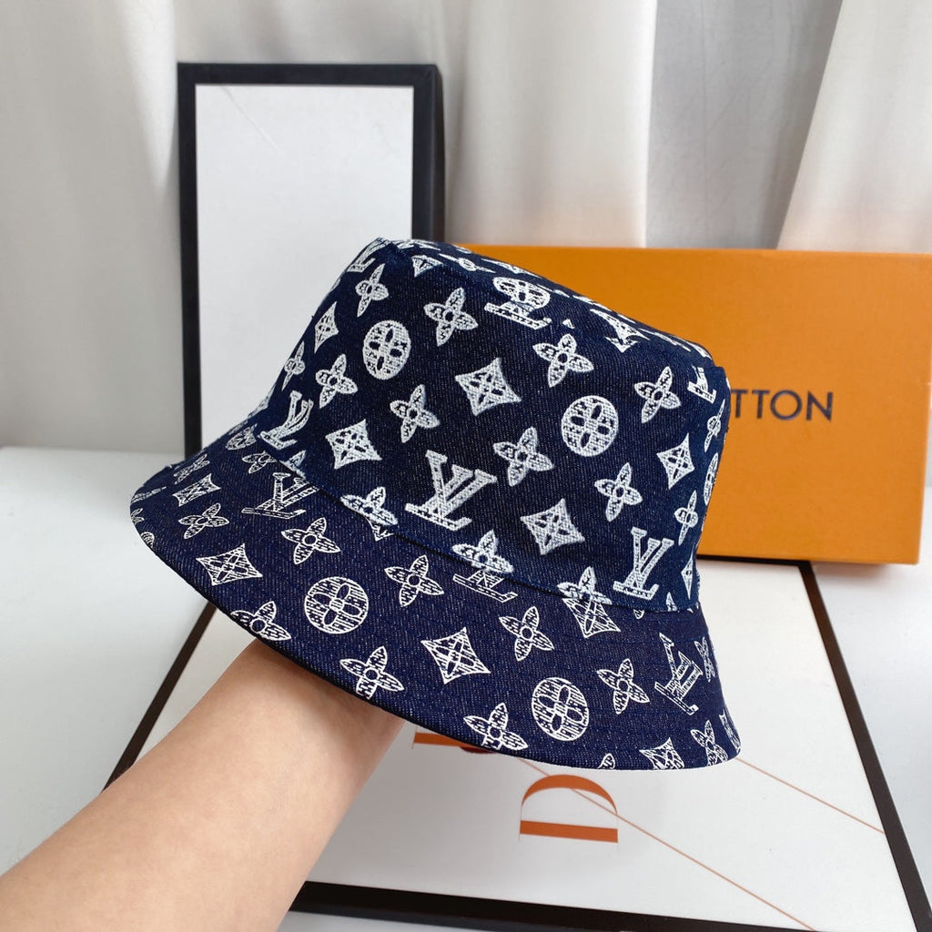 Luxury Monogram Denim Bucket Hat | Luxury Designer 1v Hat