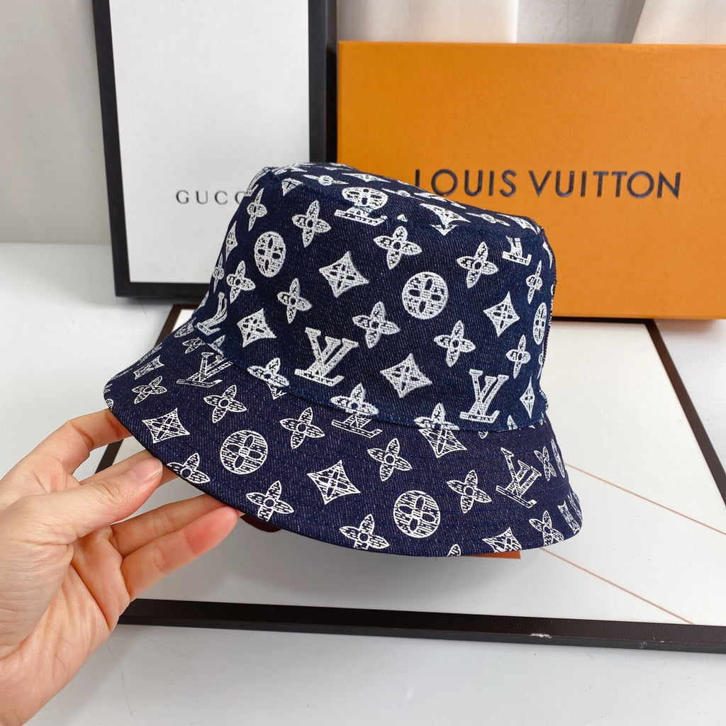 Luxury Monogram Denim Bucket Hat | Luxury Designer 1v Hat