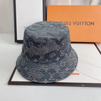 Luxury 1v Monogram Jacquard Denim Bucket Hat for Men & Women