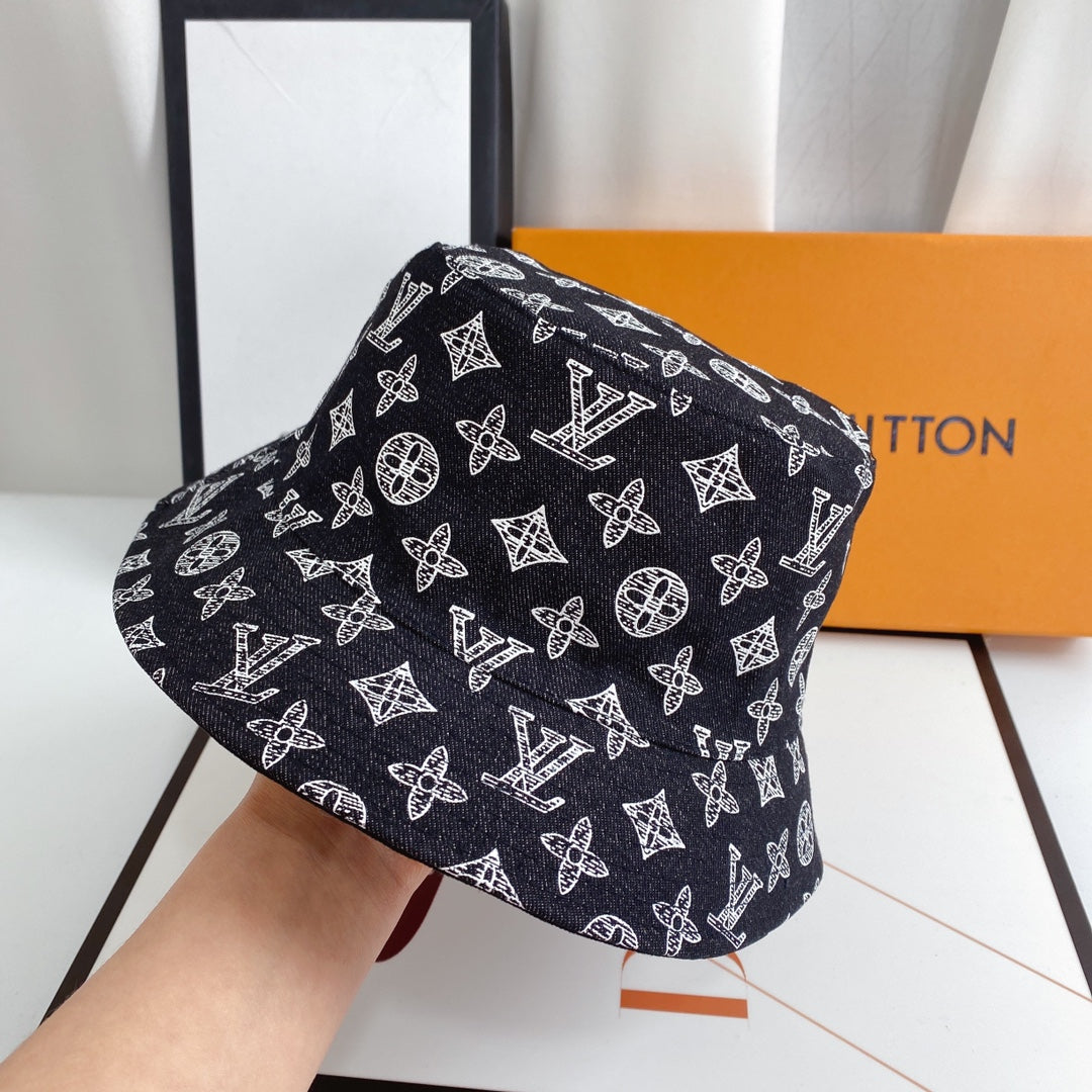Luxury Monogram Denim Bucket Hat | Luxury Designer 1v Hat
