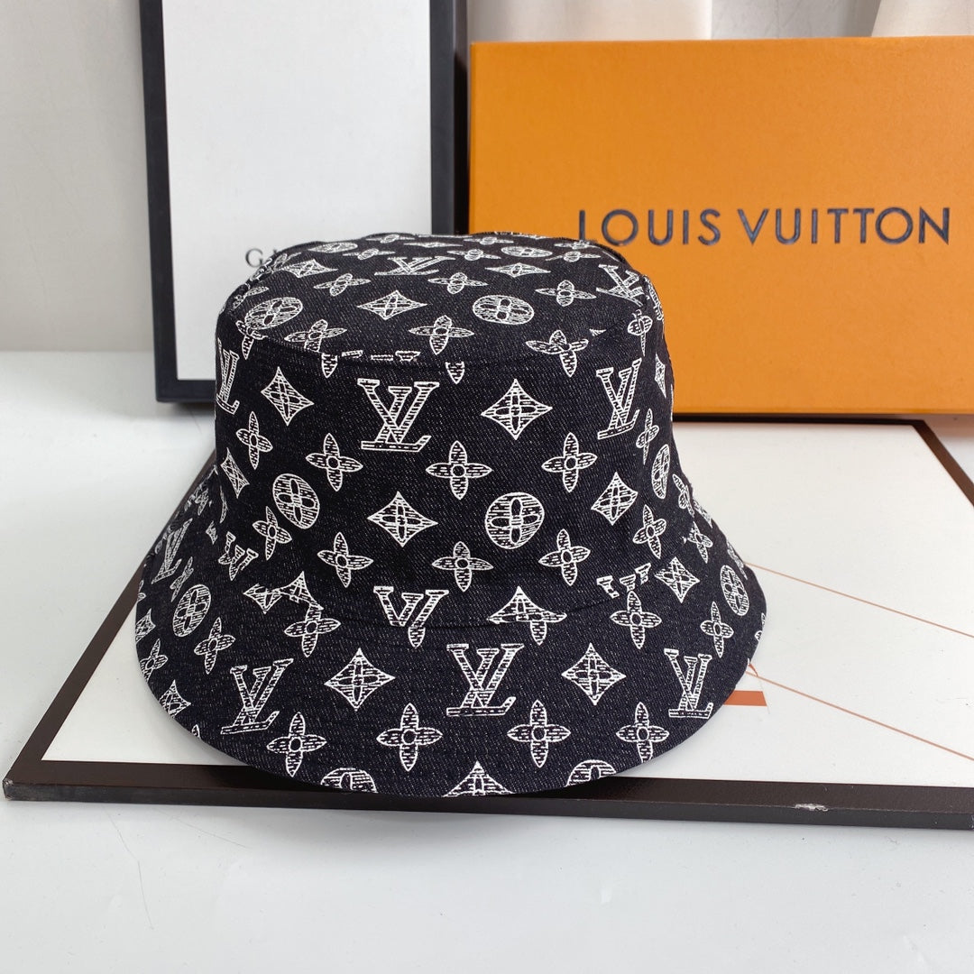 Luxury Monogram Denim Bucket Hat | Luxury Designer 1v Hat