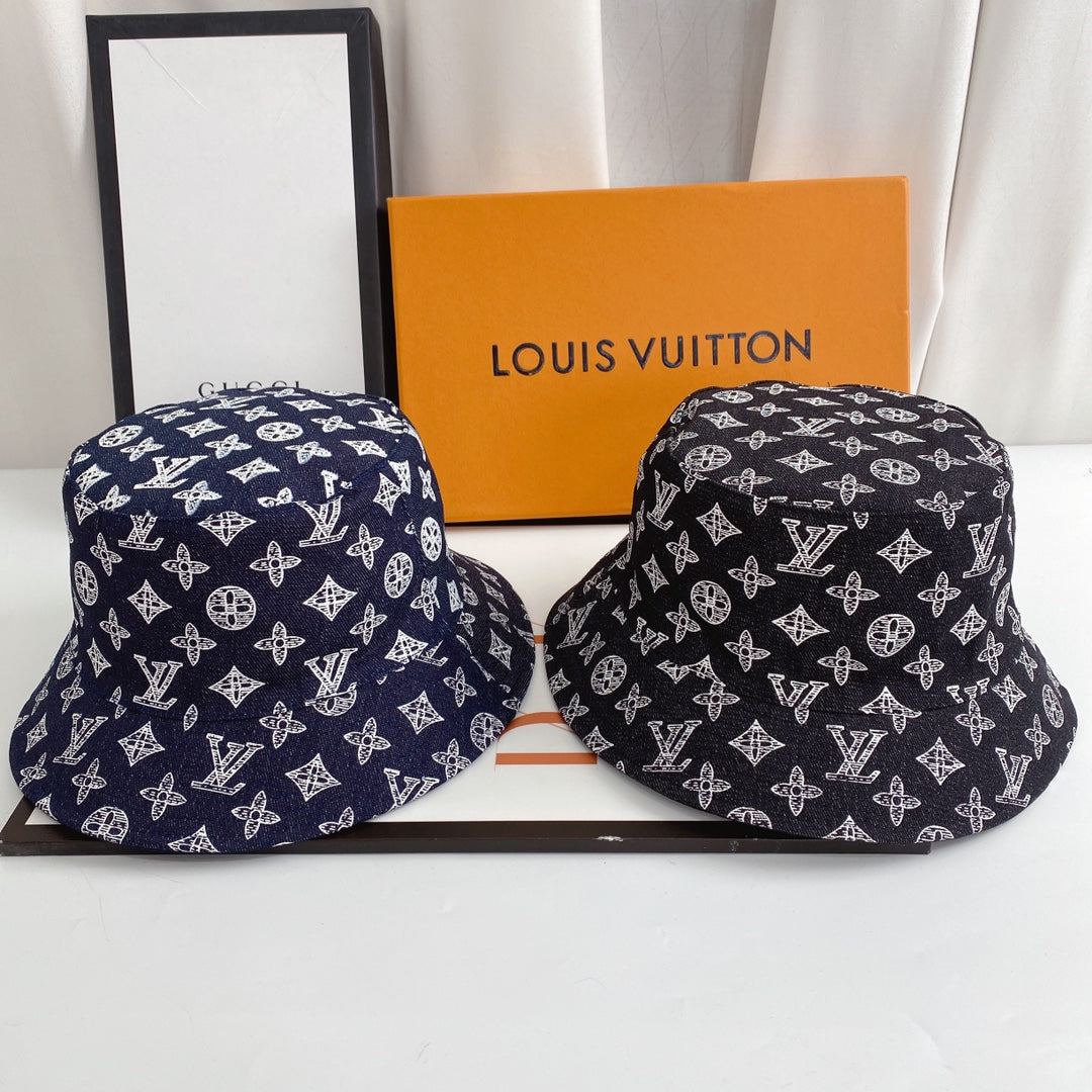 Luxury Monogram Denim Bucket Hat | Luxury Designer 1v Hat