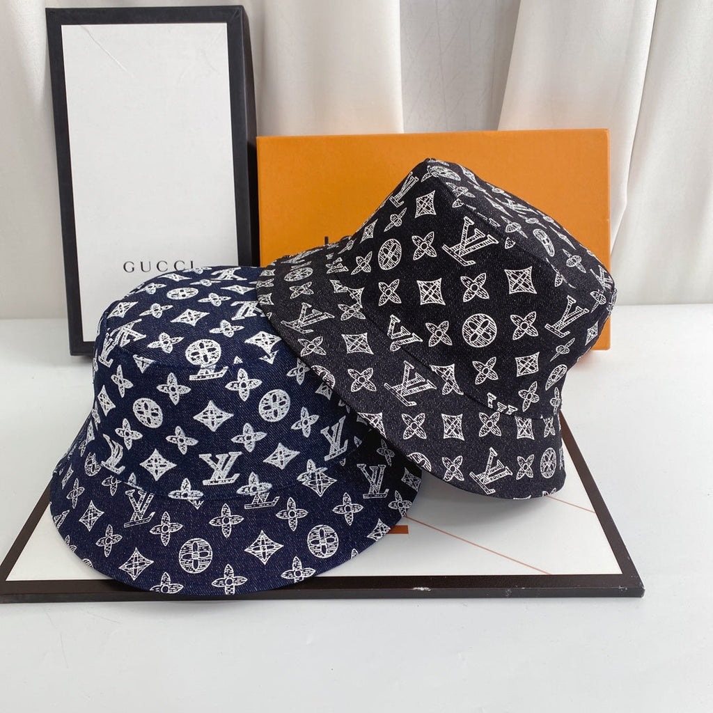 Luxury Monogram Denim Bucket Hat | Luxury Designer 1v Hat