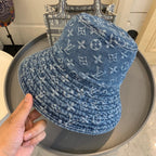 Luxury Monogram Wide Brim Denim Sun Hat | Luxury Designer UV Protection Hat