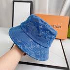 Luxury 1v Monogram Jacquard Denim Bucket Hat for Men & Women