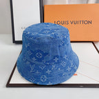 Luxury 1v Monogram Jacquard Denim Bucket Hat for Men & Women