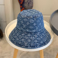 Luxury Monogram Wide Brim Denim Sun Hat | Luxury Designer UV Protection Hat