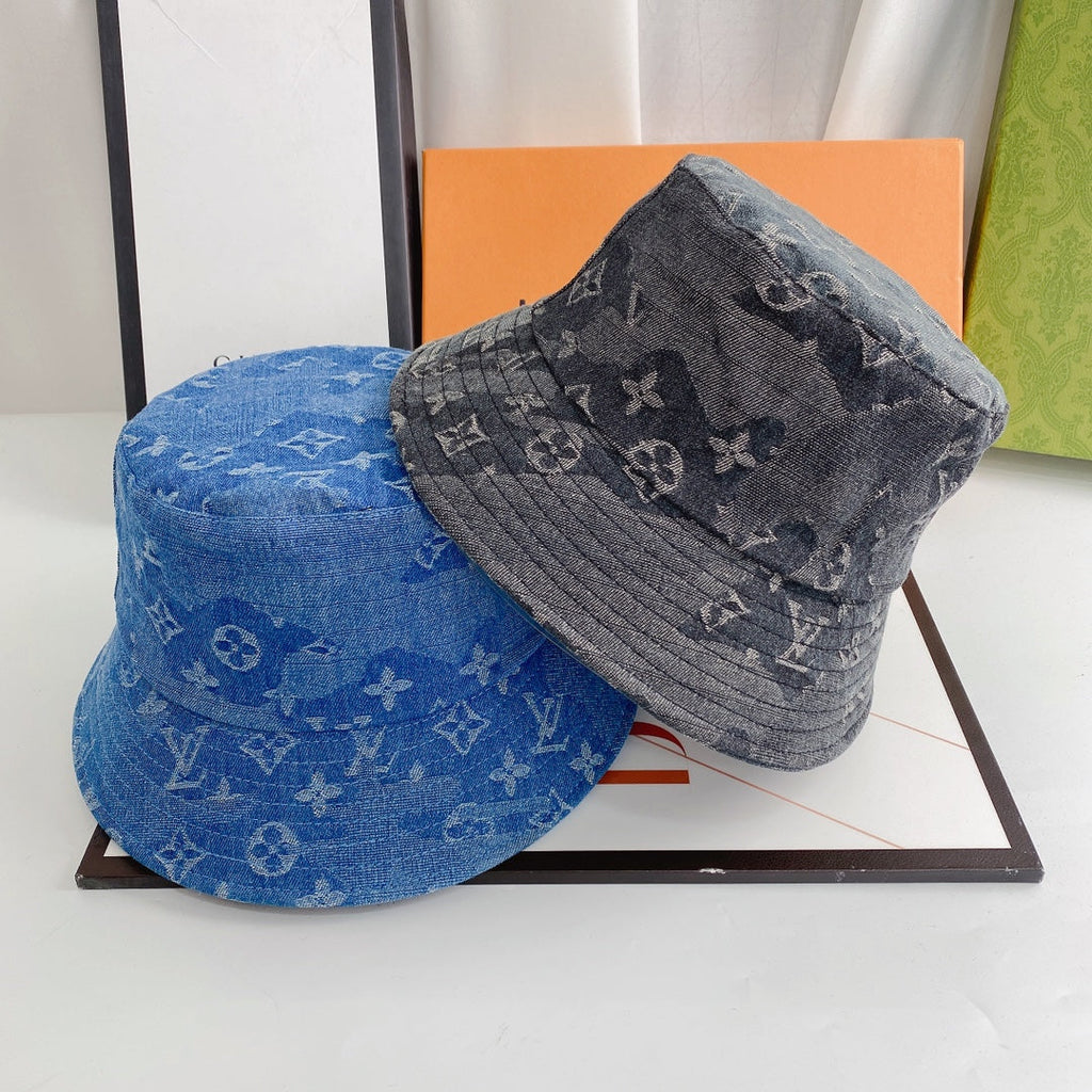 Luxury 1v Monogram Jacquard Denim Bucket Hat for Men & Women