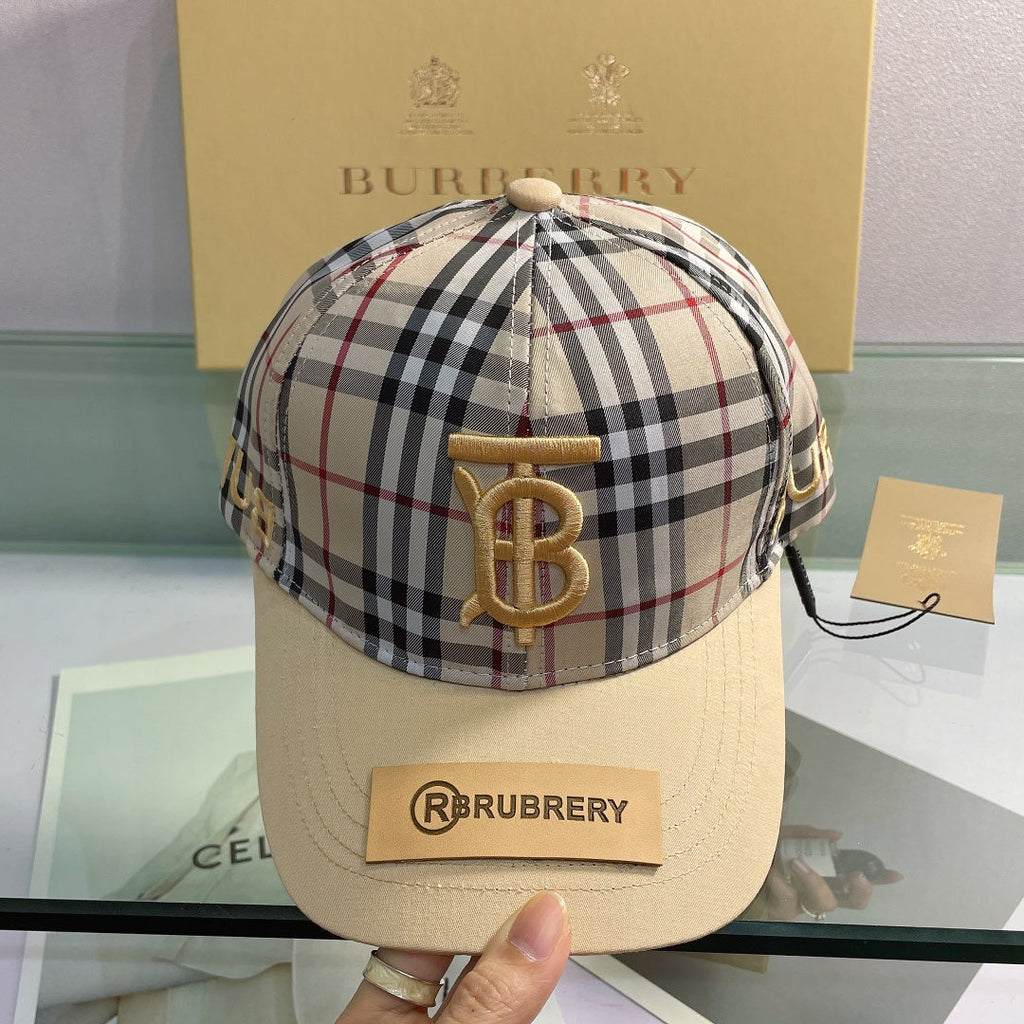 Luxury Baseball Cap Classic Check Embroidered