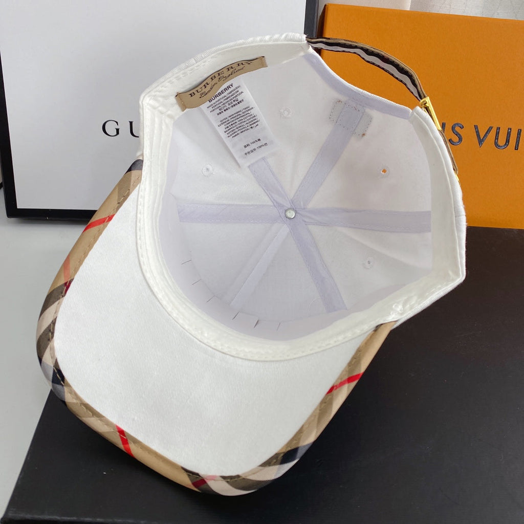 Luxury Vintage Check Embroidered Baseball Cap