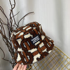 Luxury Check Lamb Wool Bucket Hat | Luxury Designer Winter Hat