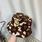 Luxury Check Lamb Wool Bucket Hat | Luxury Designer Winter Hat