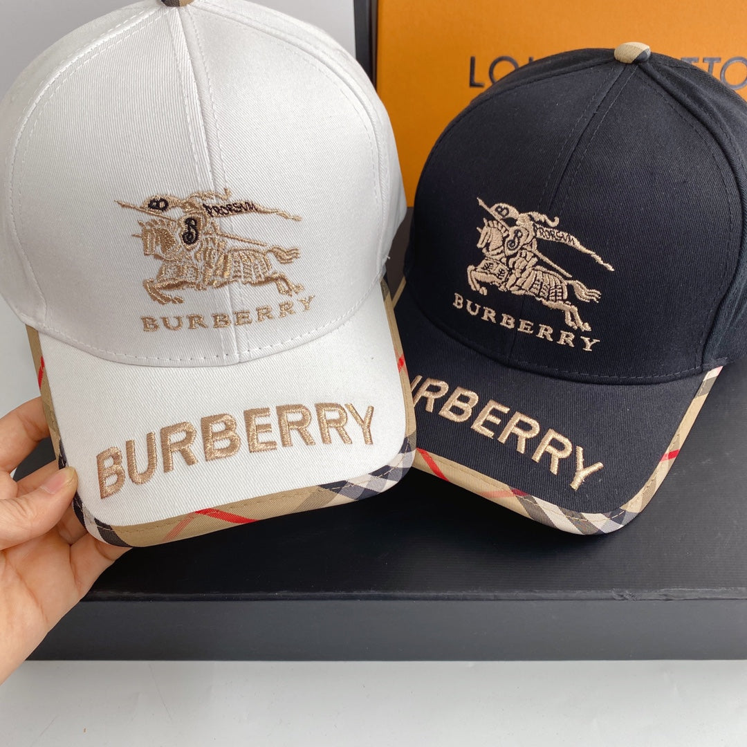 Luxury Vintage Check Embroidered Baseball Cap