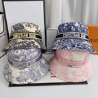 Classic Vintage Embroidered Webbing Pattern Bucket Hat