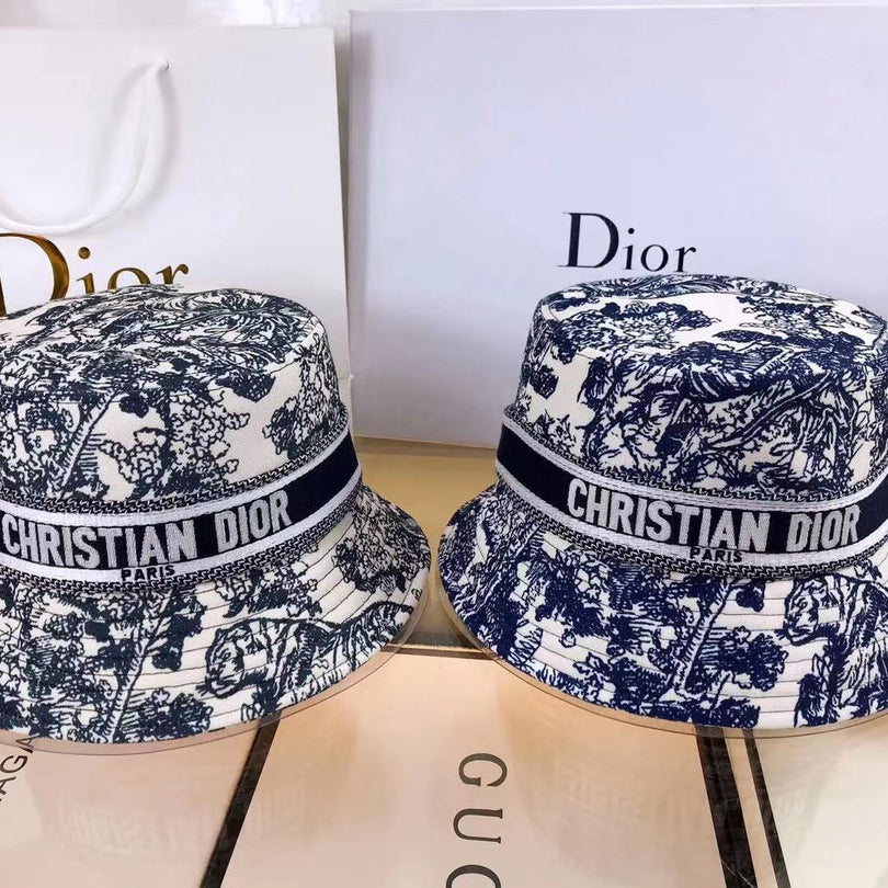Classic Vintage Toile de Jouy Bucket Hat | Luxury Designer Hat