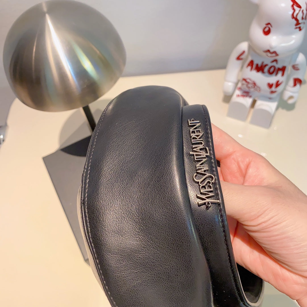 Elegant Pebbled Leather Beret | Luxury Designer Hat