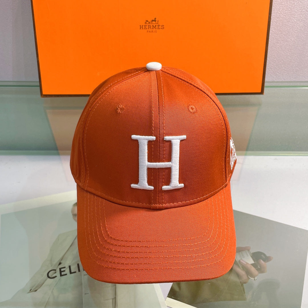 H Embroidered Cotton Baseball Cap