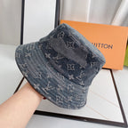 Luxury 1v Monogram Jacquard Denim Bucket Hat for Men & Women