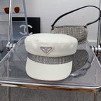 Fashion Triangle Logo Cotton Beret | Luxury Designer French Hat