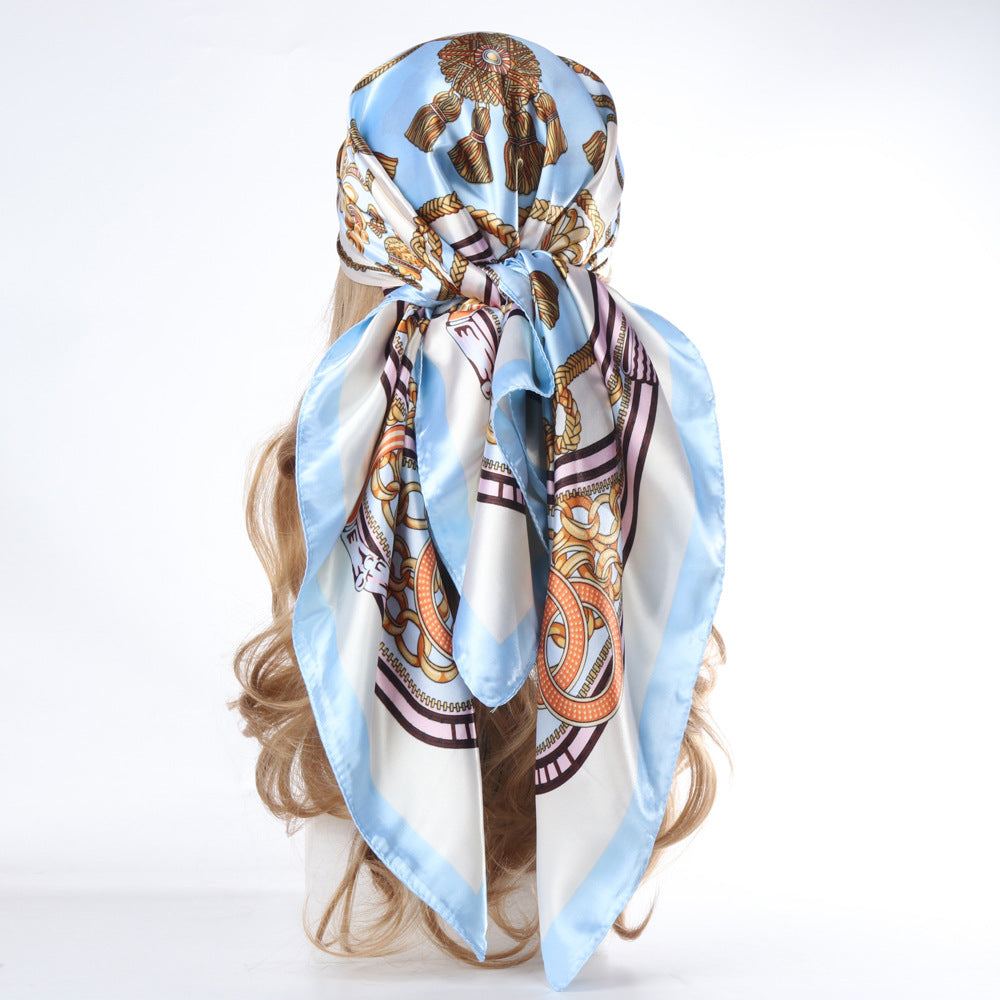 Vintage Chain Print Satin Square Scarf