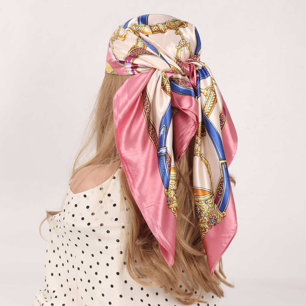 Vintage Chain Print Satin Square Scarf